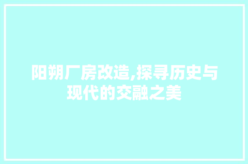 阳朔厂房改造,探寻历史与现代的交融之美