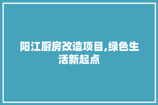 阳江厨房改造项目,绿色生活新起点