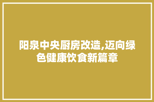 阳泉中央厨房改造,迈向绿色健康饮食新篇章
