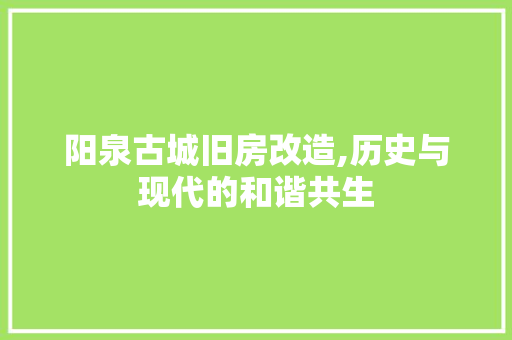 阳泉古城旧房改造,历史与现代的和谐共生