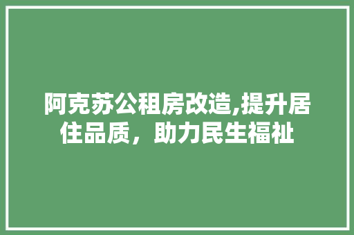 阿克苏公租房改造,提升居住品质，助力民生福祉