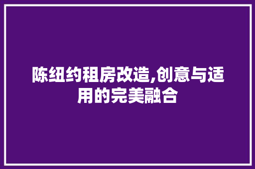 陈纽约租房改造,创意与适用的完美融合