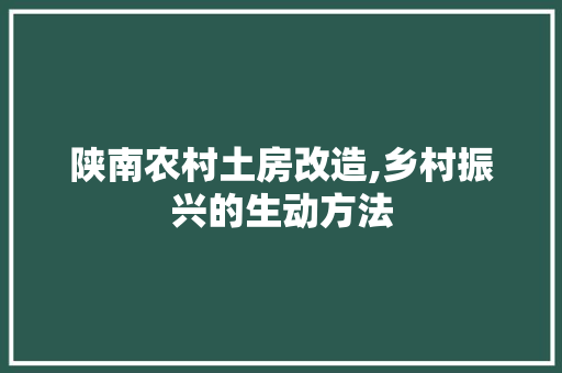 陕南农村土房改造,乡村振兴的生动方法