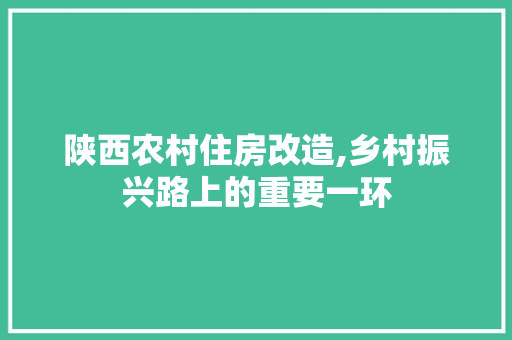 陕西农村住房改造,乡村振兴路上的重要一环