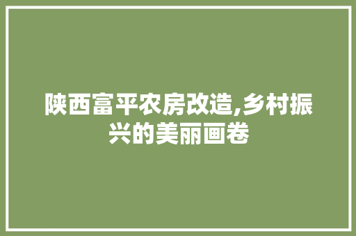 陕西富平农房改造,乡村振兴的美丽画卷