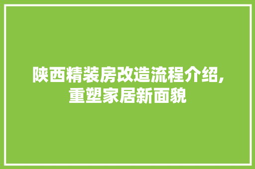 陕西精装房改造流程介绍,重塑家居新面貌