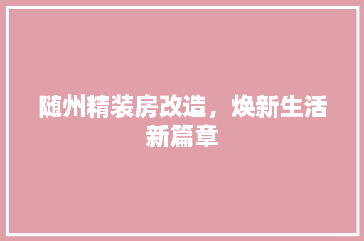 随州精装房改造，焕新生活新篇章