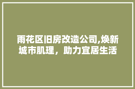 雨花区旧房改造公司,焕新城市肌理，助力宜居生活