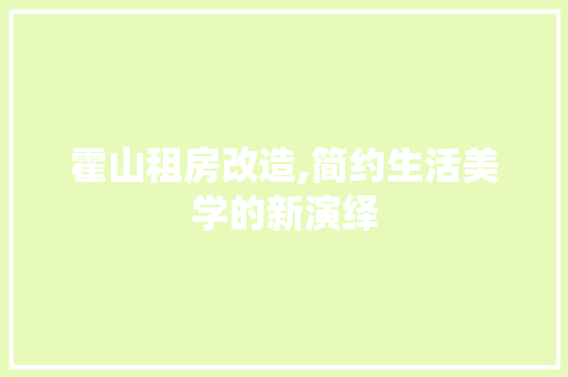 霍山租房改造,简约生活美学的新演绎