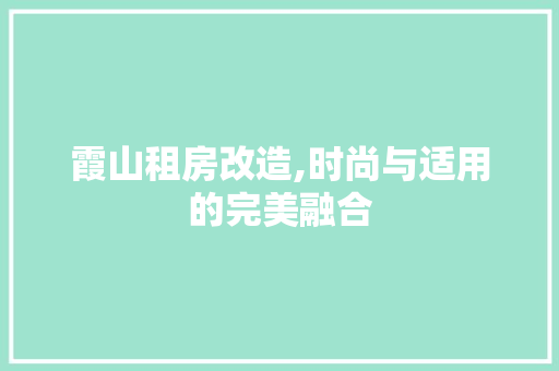 霞山租房改造,时尚与适用的完美融合