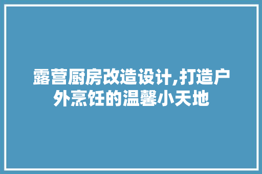 露营厨房改造设计,打造户外烹饪的温馨小天地 综合便民