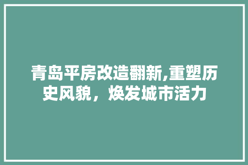 青岛平房改造翻新,重塑历史风貌，焕发城市活力 厨房维修