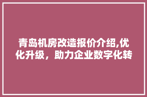 青岛机房改造报价介绍,优化升级，助力企业数字化转型