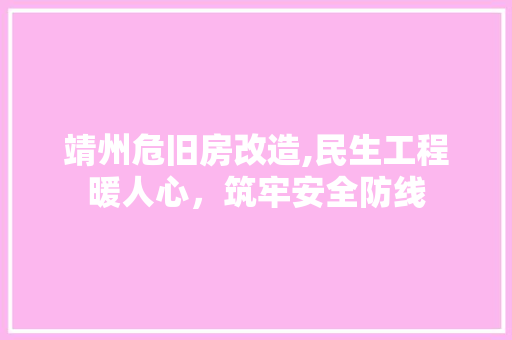 靖州危旧房改造,民生工程暖人心，筑牢安全防线 家电维修