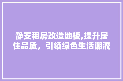 静安租房改造地板,提升居住品质，引领绿色生活潮流 厨房维修