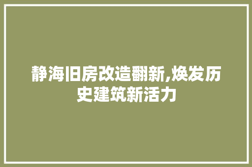 静海旧房改造翻新,焕发历史建筑新活力 综合便民