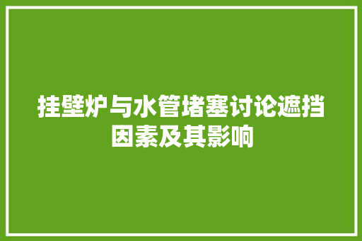 挂壁炉与水管堵塞讨论遮挡因素及其影响 厨房维修