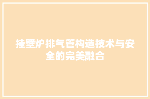 挂壁炉排气管构造技术与安全的完美融合 综合便民
