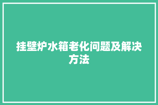 挂壁炉水箱老化问题及解决方法 厨房维修