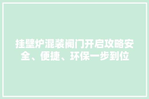 挂壁炉混装阀门开启攻略安全、便捷、环保一步到位 厨房维修