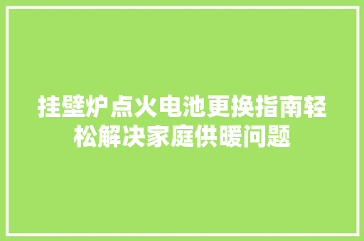 挂壁炉点火电池更换指南轻松解决家庭供暖问题 家电维修