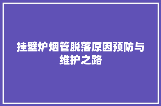 挂壁炉烟管脱落原因预防与维护之路 汽车维修