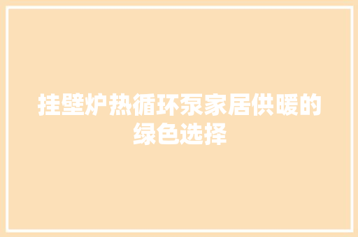 挂壁炉热循环泵家居供暖的绿色选择 家电维修