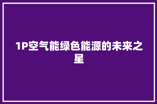 1P空气能绿色能源的未来之星
