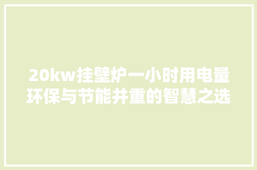 20kw挂壁炉一小时用电量环保与节能并重的智慧之选