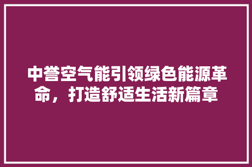 中誉空气能引领绿色能源革命，打造舒适生活新篇章