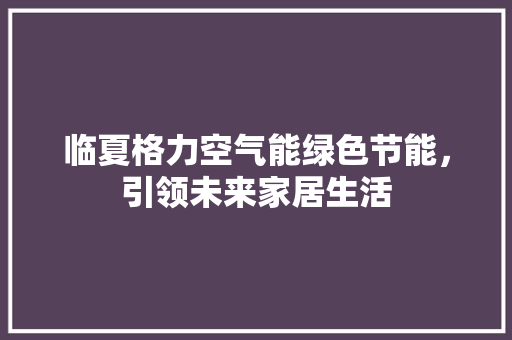 临夏格力空气能绿色节能，引领未来家居生活