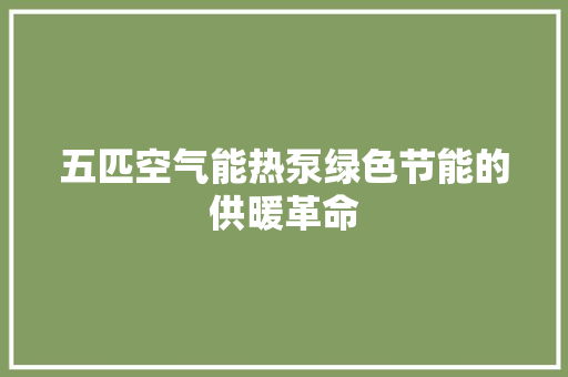 五匹空气能热泵绿色节能的供暖革命