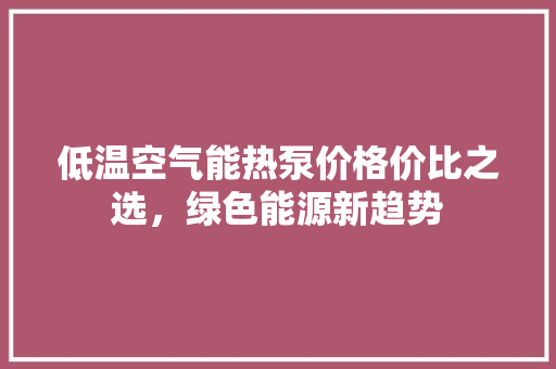 低温空气能热泵价格价比之选，绿色能源新趋势