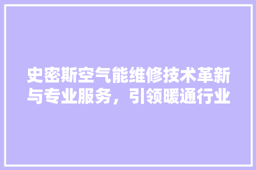 史密斯空气能维修技术革新与专业服务，引领暖通行业新风尚
