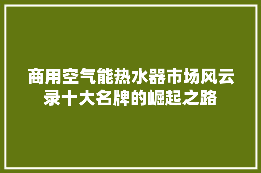 商用空气能热水器市场风云录十大名牌的崛起之路