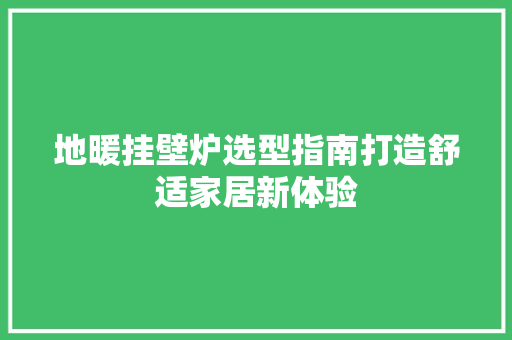 地暖挂壁炉选型指南打造舒适家居新体验 厨房维修