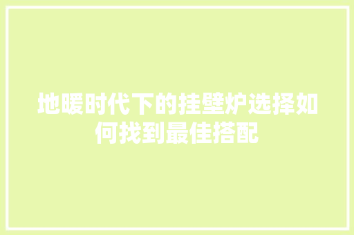 地暖时代下的挂壁炉选择如何找到最佳搭配 家电维修