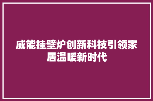 威能挂壁炉创新科技引领家居温暖新时代 厨房维修