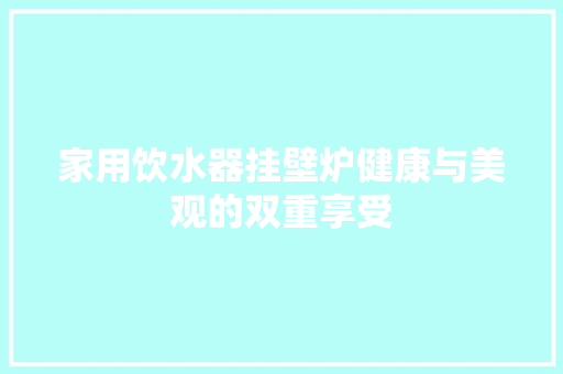 家用饮水器挂壁炉健康与美观的双重享受 综合便民