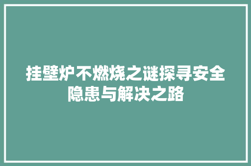 挂壁炉不燃烧之谜探寻安全隐患与解决之路 综合便民