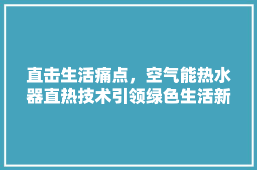 直击生活痛点，空气能热水器直热技术引领绿色生活新潮流