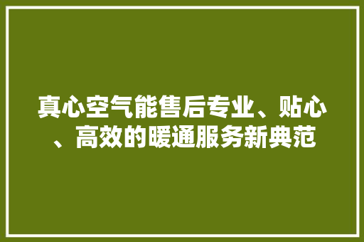 真心空气能售后专业、贴心、高效的暖通服务新典范