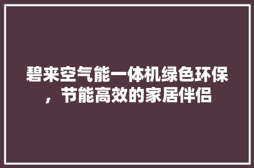 碧来空气能一体机绿色环保，节能高效的家居伴侣