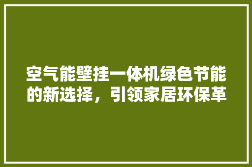 空气能壁挂一体机绿色节能的新选择，引领家居环保革命