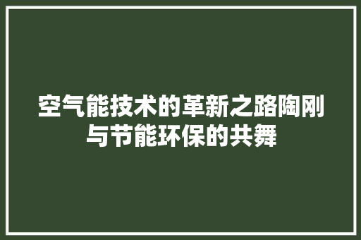 空气能技术的革新之路陶刚与节能环保的共舞