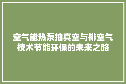 空气能热泵抽真空与排空气技术节能环保的未来之路