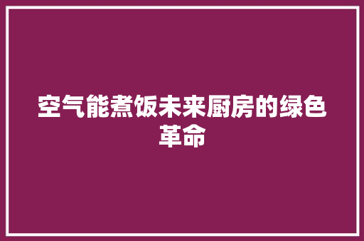 空气能煮饭未来厨房的绿色革命