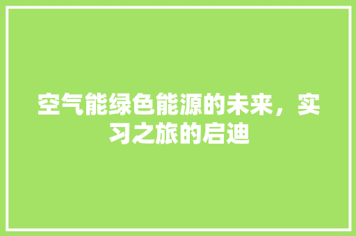 空气能绿色能源的未来，实习之旅的启迪