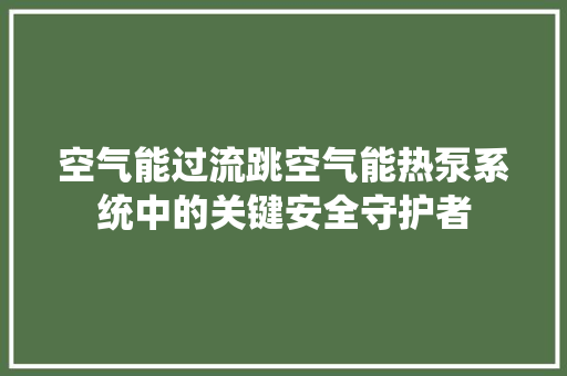 空气能过流跳空气能热泵系统中的关键安全守护者