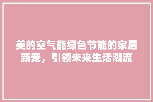美的空气能绿色节能的家居新宠，引领未来生活潮流